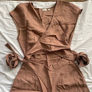 aritzia wilfred linen jumpsuit wrap around